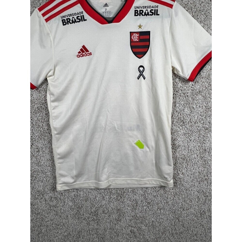 Adidas Flamengo Jersey White Men Soccer Shirt Climalite Brazil USsize S - Picture 5 of 11